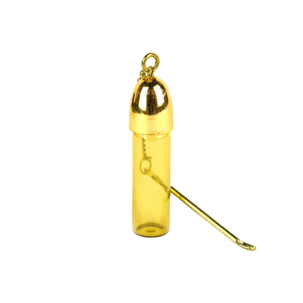 13457 Gold Cap Glass Snuff Bottle with Metal Spoon 5.8 cm 1