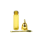 13457 Gold Cap Glass Snuff Bottle with Metal Spoon 5.8 cm 2