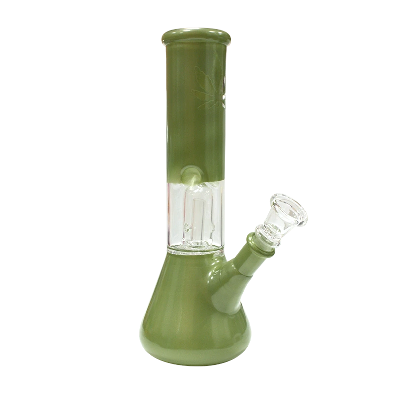 Bong Percolador Clásico de Cristal – 21cm – Hoja Verde
